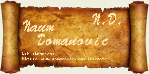 Naum Domanović vizit kartica